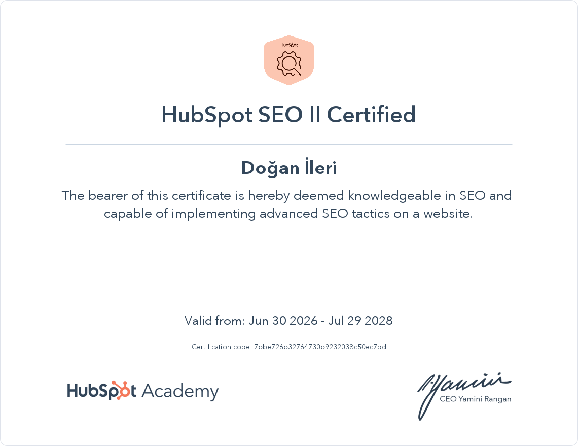 HubSpot Sertifikası