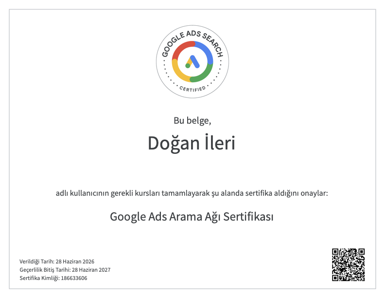 Google Ads Sertifikası